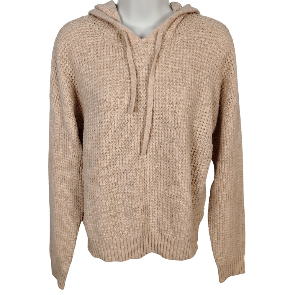 Sage + Stone Heather Oatmeal Waffle Knit‎ Hoodie Sweater 4T01976 Mens Medium